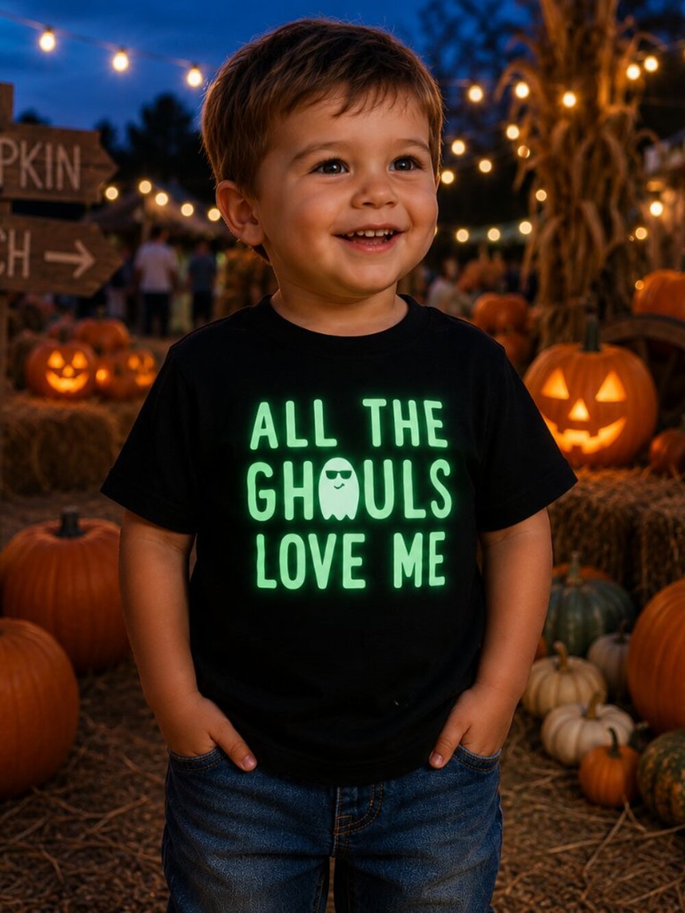 Glow in Dark Ghost T Shirt 3T The Children's Place Halloween Graphic Tee Black